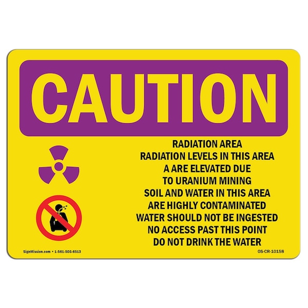 OSHA RADIATION, Radiation Area Radiation Levels, 24in X 18in Rigid Plastic, 18" H, 24" W, Landscape